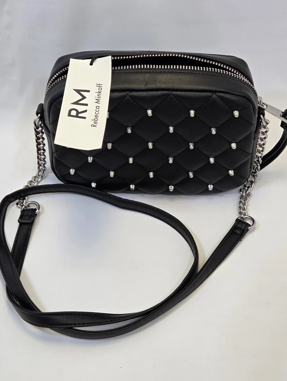 NWT Rebecca Minkoff Black Quilted Studded Crossbody Bag